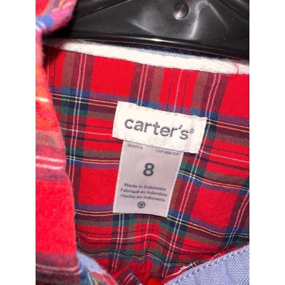 Carter’s traditional red plaid button down shirt size 8 - Picture 3 of 4